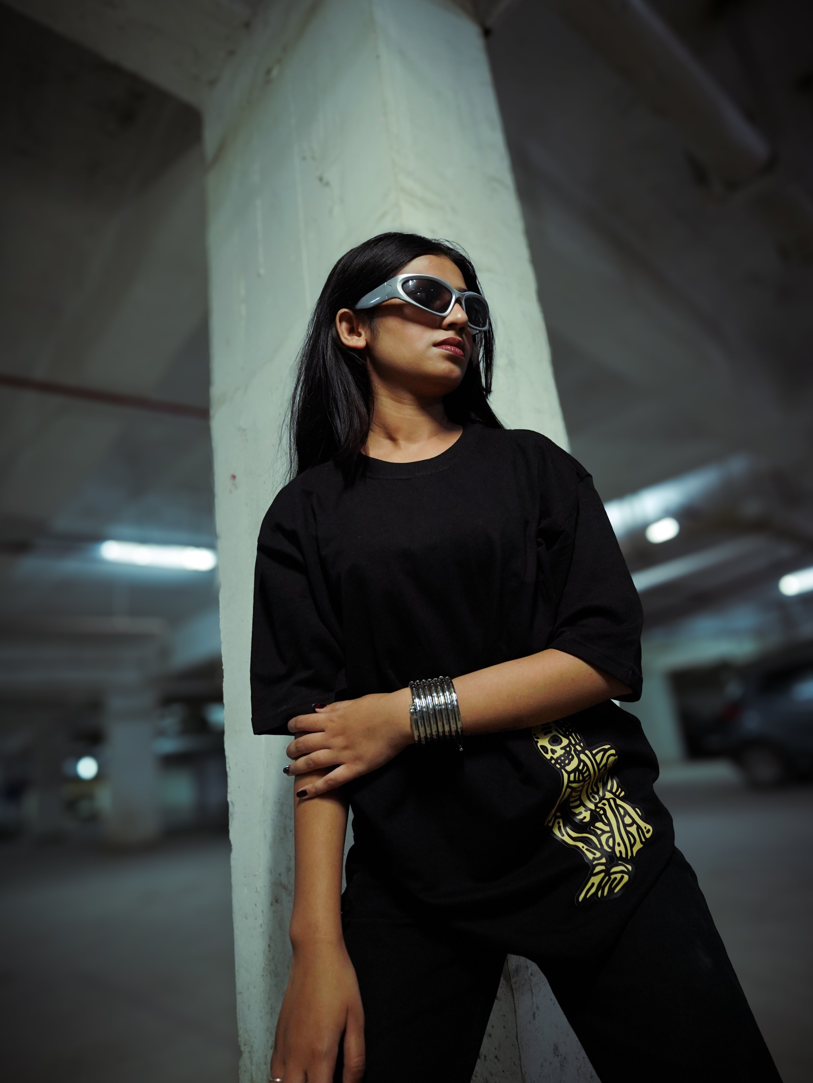Strikas Shadow Skull Oversized T-Shirt - 240 GSM | 100% Cotton