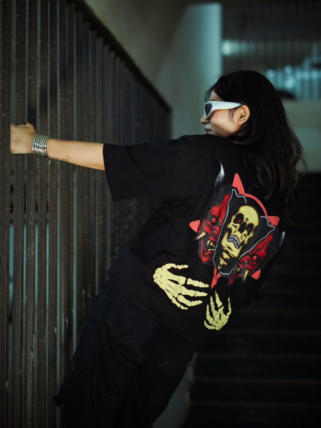 Shadow Skull Oversized T-Shirt for Men | 240 GSM | Strikas - STRIKAS
