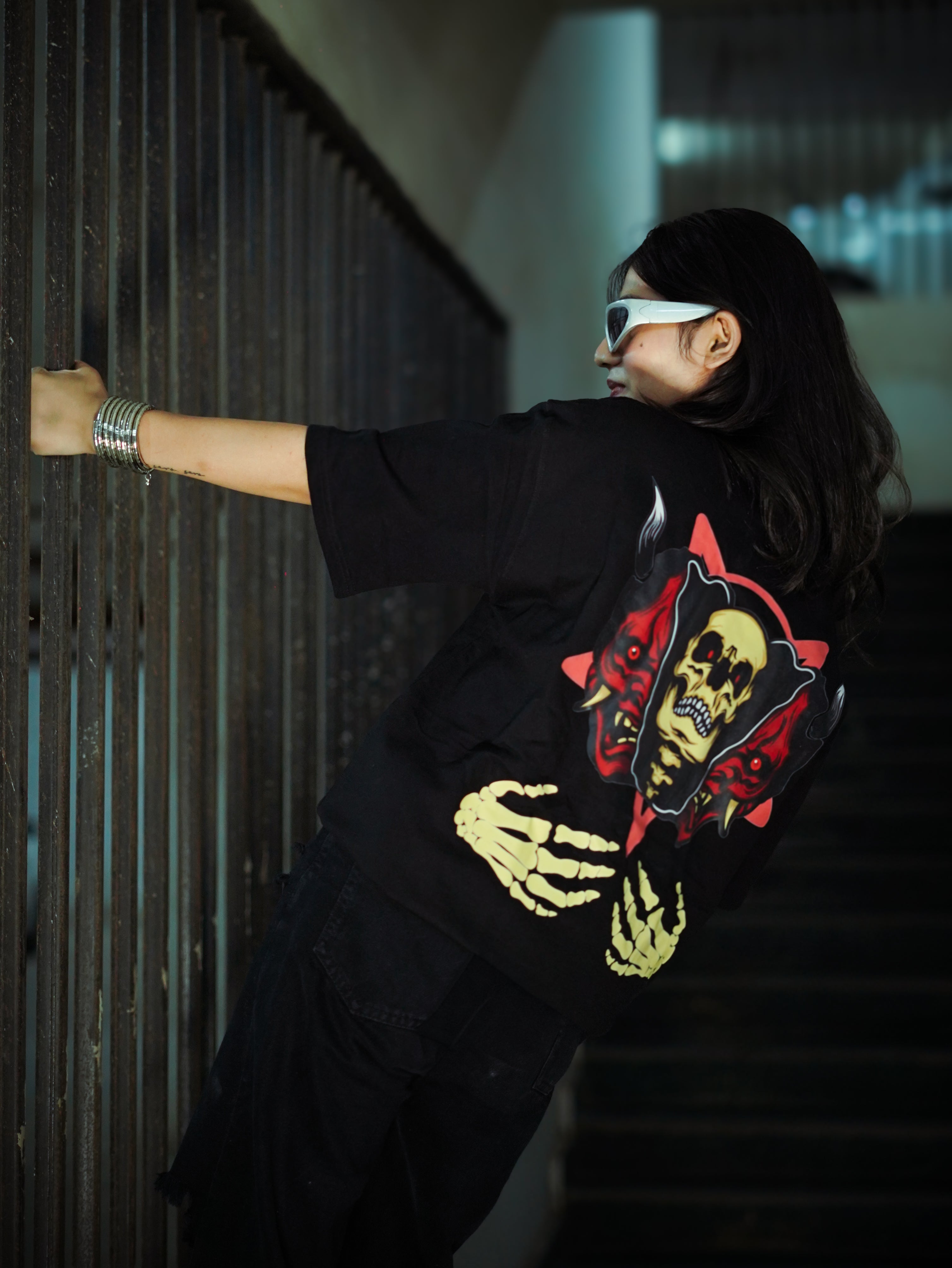 Strikas Shadow Skull Oversized T-Shirt - 240 GSM | 100% Cotton