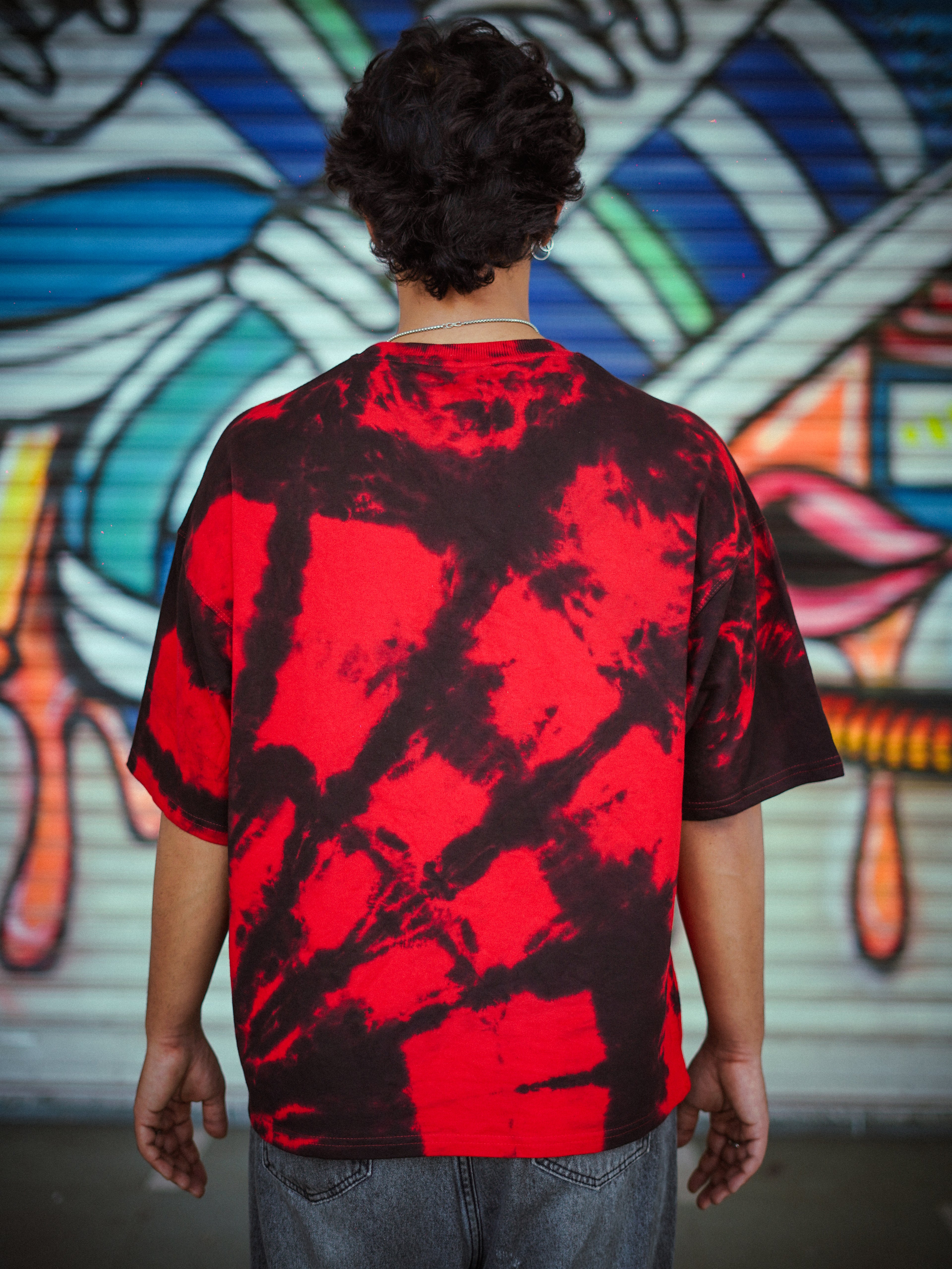 Strikas Red Tie-Dye Oversized T-Shirt - 240 GSM | 100% Cotton