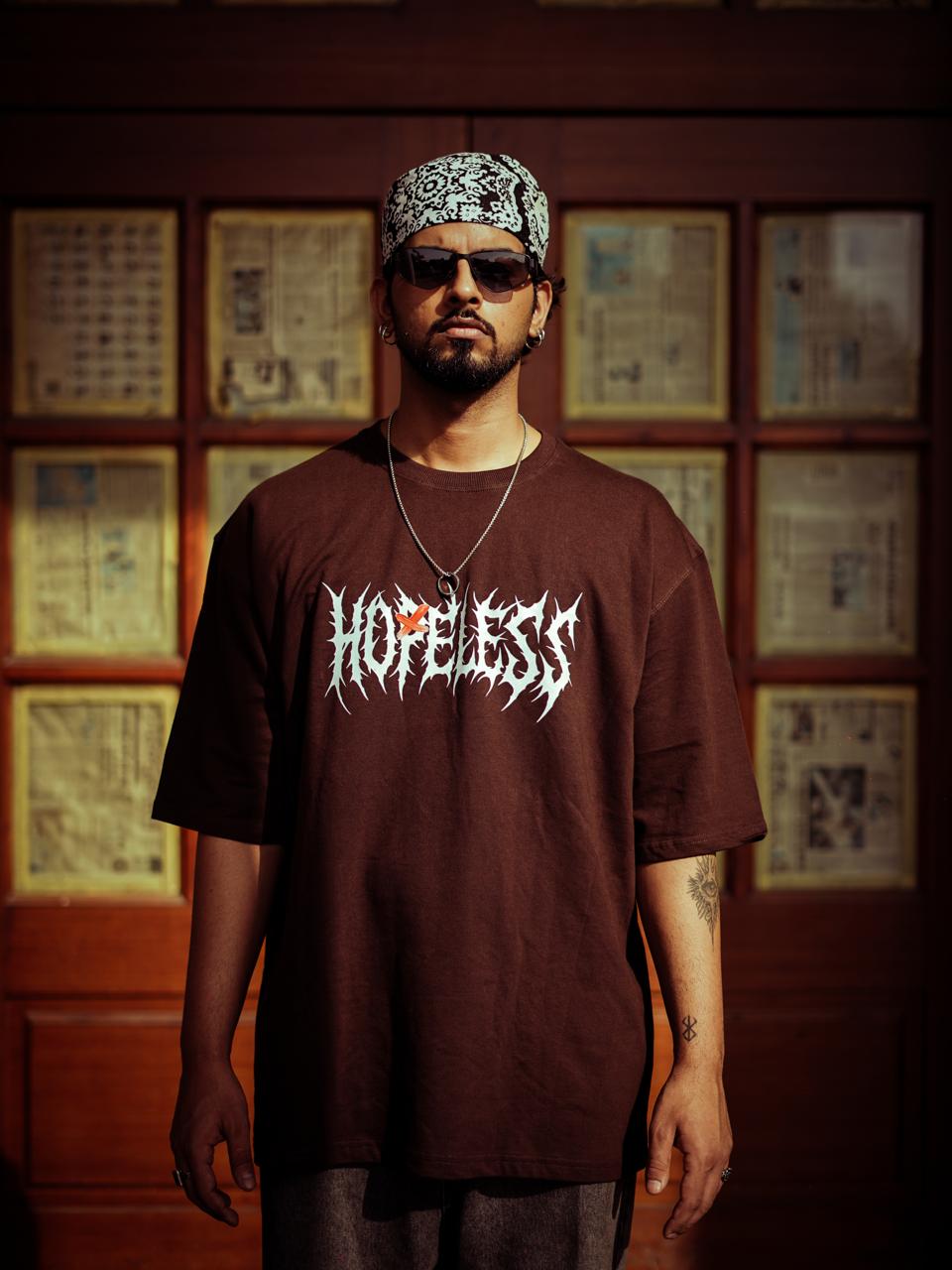 Strikas Brown Hopeless Oversized T-Shirt - 240 GSM | 100% Cotton