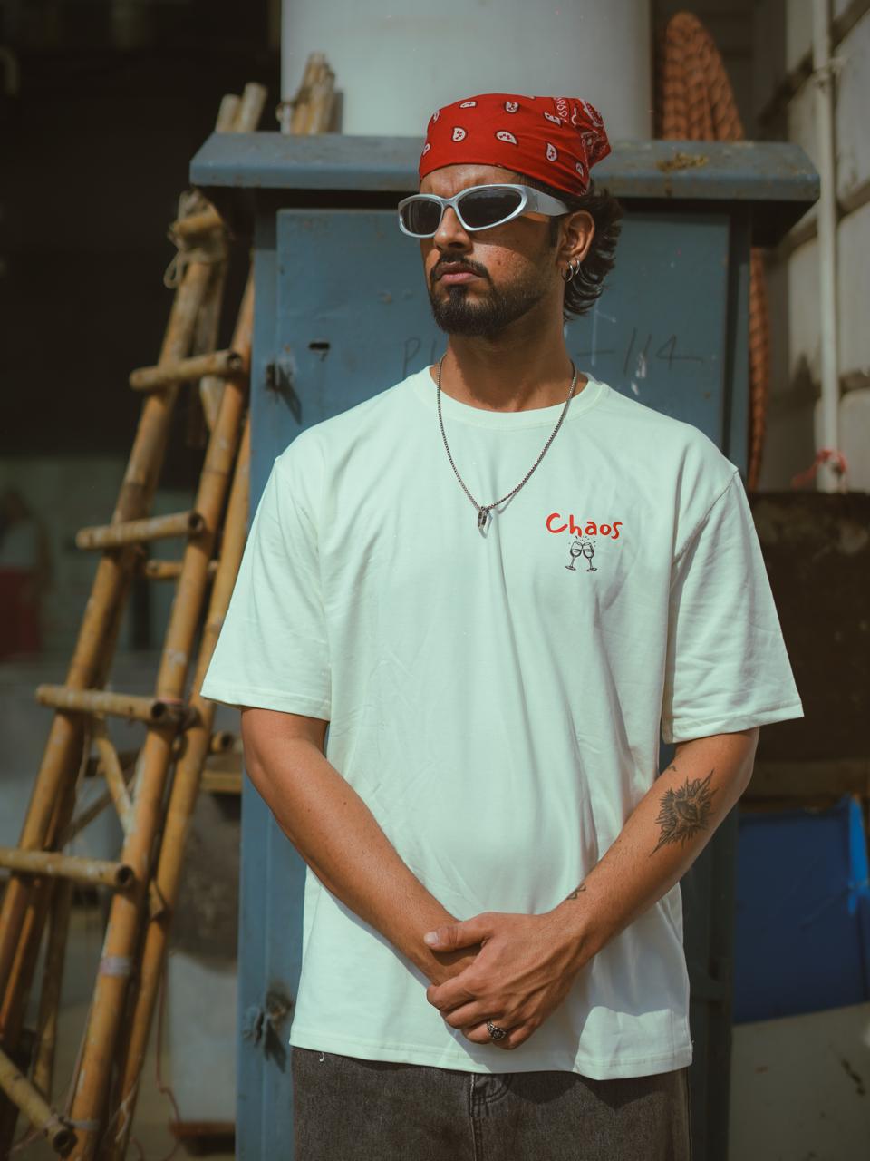 Strikas White WAVE Oversized T-Shirt - 240 GSM | 100% Cotton