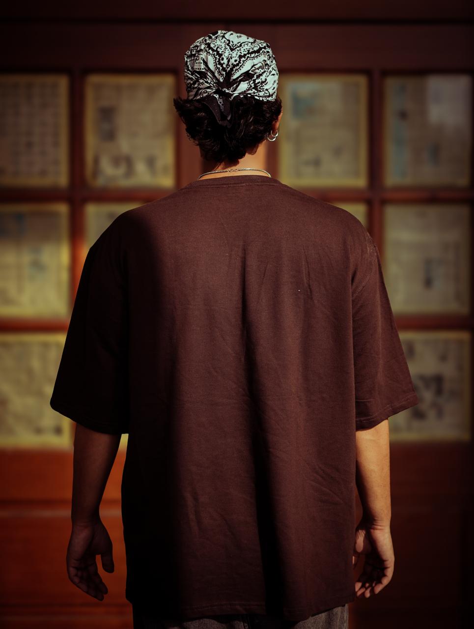 Brown Oversized T-Shirt for Men | 240 GSM Cotton | Strikas - STRIKAS