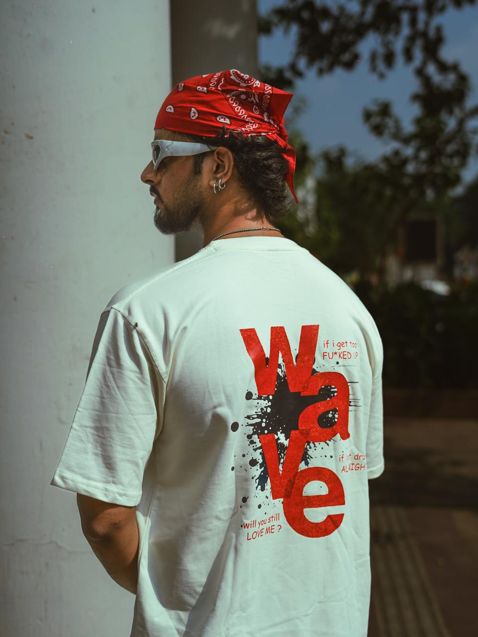 Strikas White WAVE Oversized T-Shirt - 240 GSM | 100% Cotton