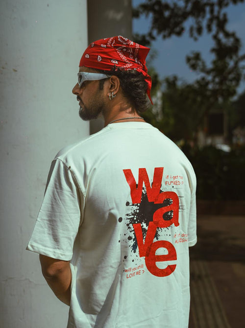 Strikas White WAVE Oversized T-Shirt - 240 GSM | 100% Cotton